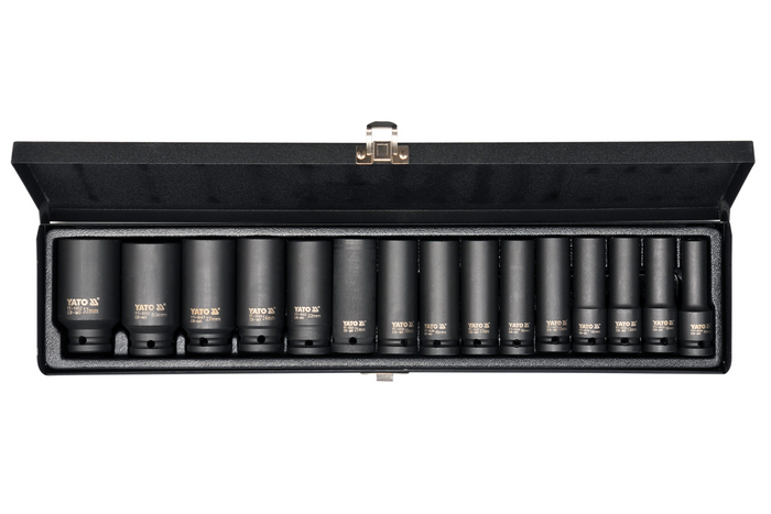 Douilles impact longues YATO YT-1055, douilles 1/2", 15 pièces.