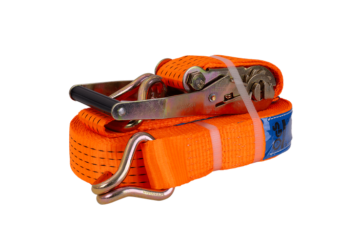 Ensemble de quatre courroies de transport UNITRAILER 15 m/50 mm/5 t orange avec tendeur
