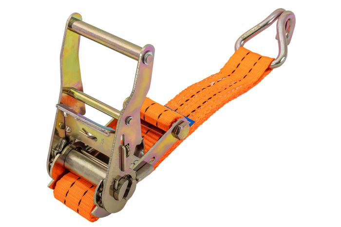 Ensemble de quatre courroies de transport UNITRAILER orange 4 m/35 mm/2 t avec tendeur