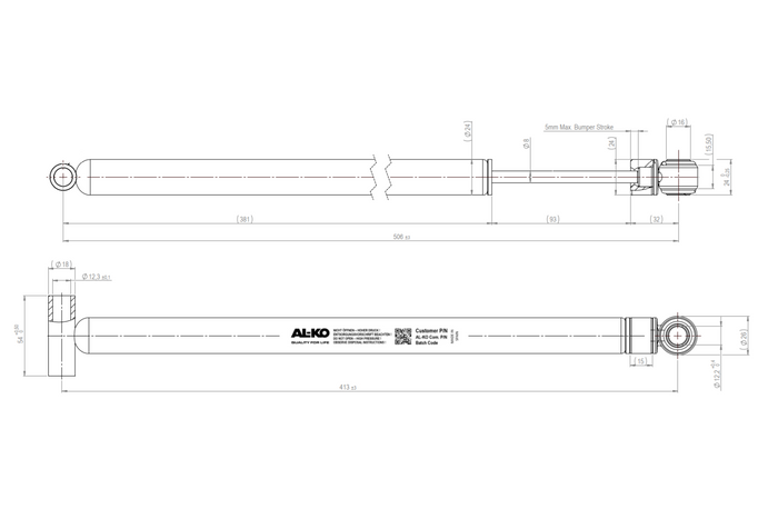 Amortisseur pour le dispositif de freinage AL-KO 161S pour une remorque de 1600 kg