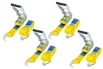 Ensemble de quatre courroies de transport jaunes UNITRAIER 8 m/50 mm/5 t avec tendeur