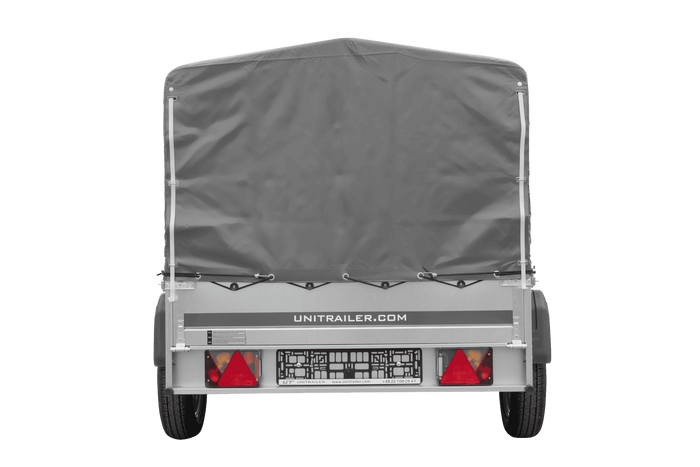 Remorque à un essieu 200x125 UNITRAILER GARDEN 201 KIPP avec châssis H-800 et bâche grise