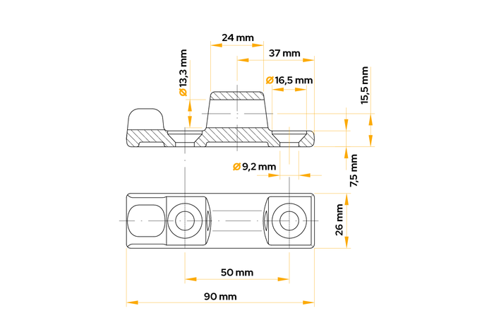 Charnière latérale de remorque, WINTERHOFF BSCH 40-1 pour montage latéral de remorque
