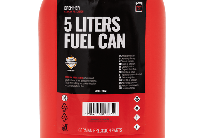 Bidon plastique HERMON 5L avec entonnoir, rouge