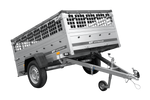 Remorque porte-voitures 200x125 UNITRAILER GARDEN 201 KIPP avec côtés en filet, châssis H-0 et bâche grise