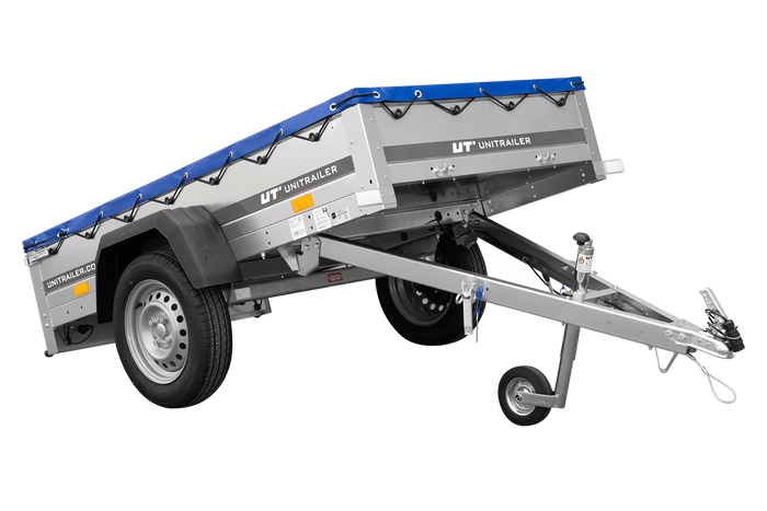 Remorque porte-voitures 200x106 UNITRAILER GARDEN 200 KIPP avec bâche bleue