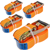 Ensemble de quatre courroies de transport UNITRAILER 10 m/50 mm/5 t orange avec tendeur