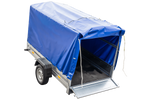 Remorque porte-voitures 230x125 UNITRAILER GARDEN 230 KIPP avec châssis H-1100 et bâche bleue