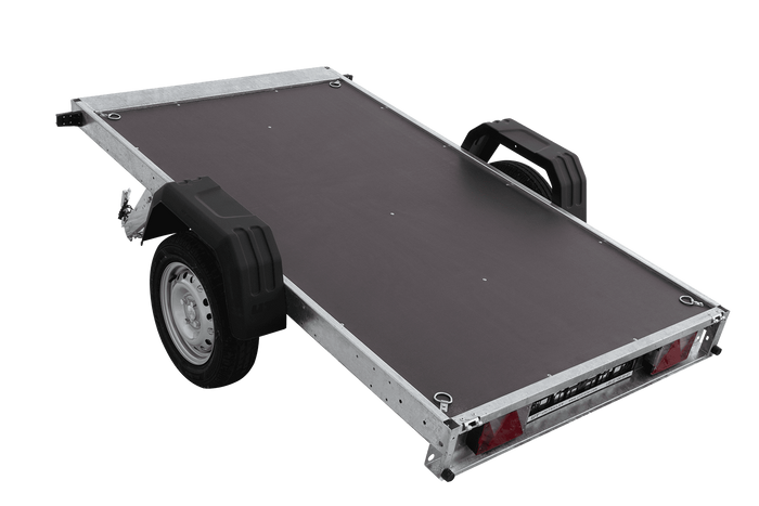 Remorque légère 230x125 UNITRAILER FORCE 230 KIPP avec ridelles BIS, châssis H-0 et bâche bleue