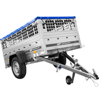 Remorque grillagée 200x106 avec bâche plate bleue, tiges de support bâche, ridelles grillagées et roue jockey - Garden Trailer 200 KIPP