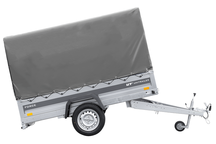 Remorque porte-voitures sur ressorts 230x125 UNITRAILER FORCE 230/R KIPP avec châssis H-1100 et bâche grise