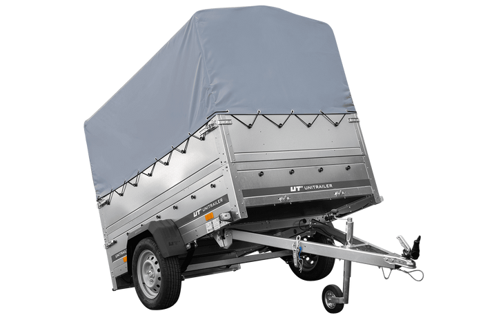Remorque légère sur ressorts 200x125 UNITRAILER GARDEN 201/R KIPP avec côtés BIS, châssis H-800 et bâche grise