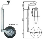 Roue jockey avec collier en fonte WINTERHOFF ST48-200VB+KLE48-G, 150 kg, 48 mm, 505-725 mm