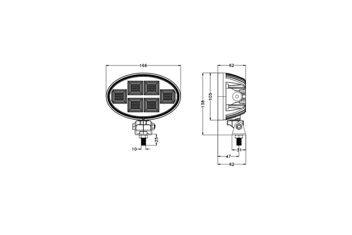 Lampe de travail, réflecteur oval LED TT TECHNOLOGY NOIR TT.13415, 150 LED, 8200 lm