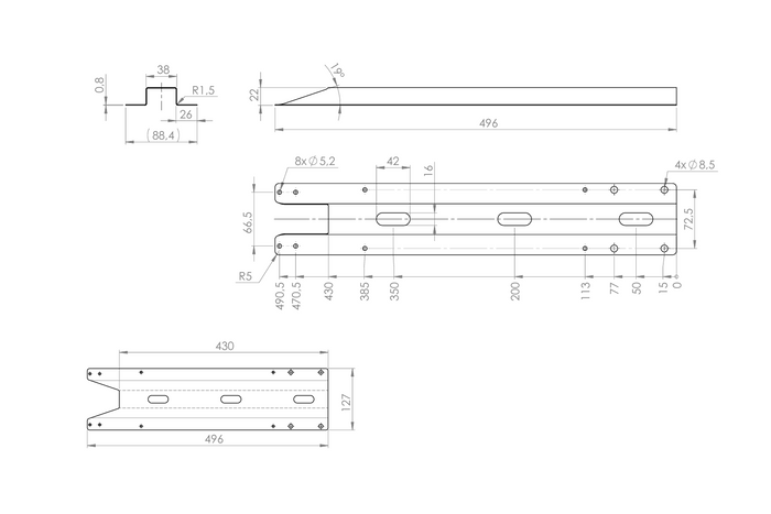 Renfort latéral de remorque 40 cm pour UNITRAILER Force