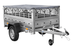Remorque grillagée 200x106 avec bâche plate grise, ridelles grillagées et roue jockey - Garden Trailer 200 KIPP