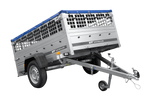 Remorque à un essieu 200x125 UNITRAILER GARDEN 201 KIPP avec côtés en filet, châssis H-0 et bâche bleue