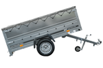 Grande remorque 230x125 avec bâche plate grise, rehausses de ridelles et roue jockey - Garden Trailer 230 KIPP