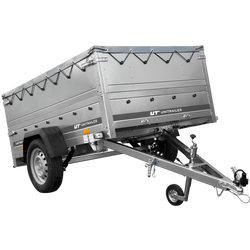 Remorque légère sur ressorts 200x125 UNITRAILER GARDEN 201/R KIPP avec côtés BIS, cadre H-0 et bâche grise