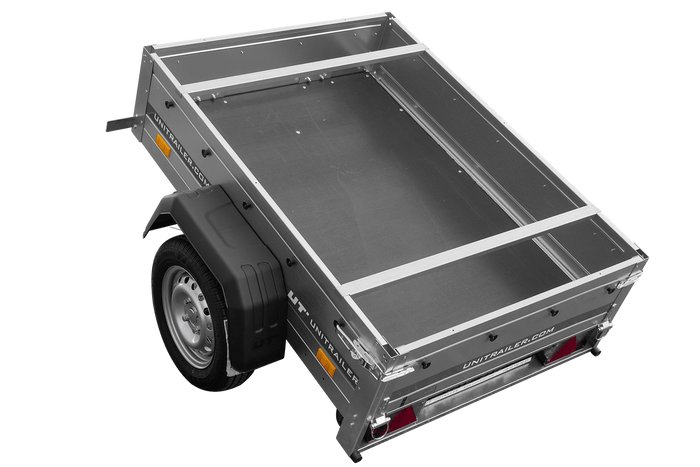 Remorque à un essieu 150x106 UNITRAILER GARDEN 150 KIPP avec châssis H-0 et bâche grise