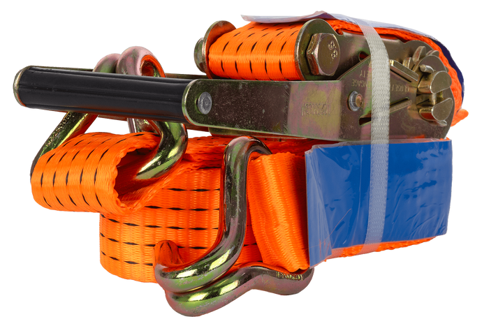 Ensemble de quatre courroies de transport UNITRAILER 5 m/50 mm/5 t orange avec tendeur