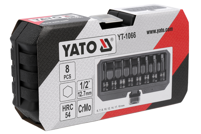 YATO YT-1066 clés à chocs hexagonales douilles 6-19mm 8 pièces.