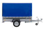 Remorque porte-voitures sur ressorts 230x125 UNITRAILER FORCE 230/R KIPP avec châssis H-1100 et bâche bleue