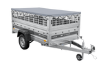 Remorque légère sur ressorts 230x125 UNITRAILER FORCE 230/R KIPP avec côtés en filet, châssis H-0 et bâche grise