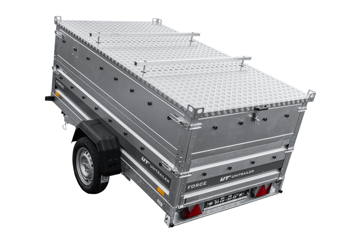 Remorque à un essieu sur ressorts 230x125 UNITRAILER FORCE 230/R KIPP avec côtés BIS et couvercle en aluminium