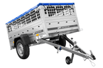 Remorque à un essieu 200x106 UNITRAILER GARDEN 200 KIPP avec côtés en filet et bâche bleue