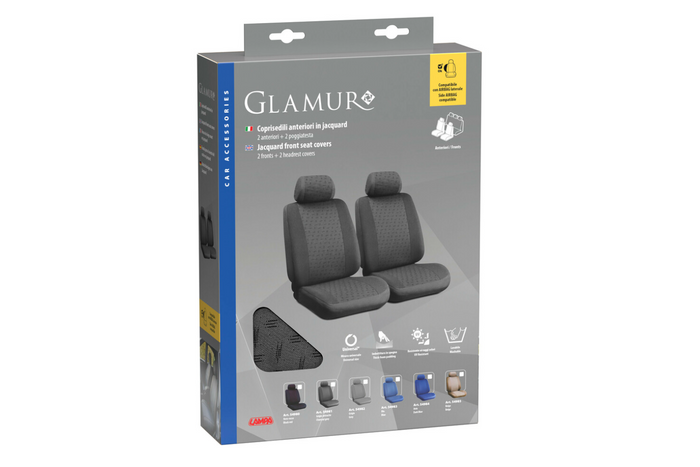 Ensemble de housses de sièges auto LAMPA Glamur anthracite, pour les sièges avant