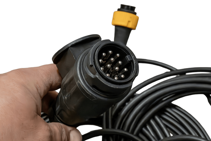 Prise de courant MANTES pour remorque, faisceau électrique 5,2 m, fiche 13 broches, 2 baïonnettes 5 broches