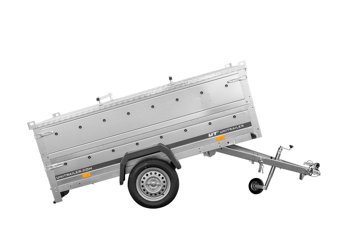 Remorque à un essieu 230x125 UNITRAILER GARDEN 230 KIPP avec côtés BIS et bâche en aluminium