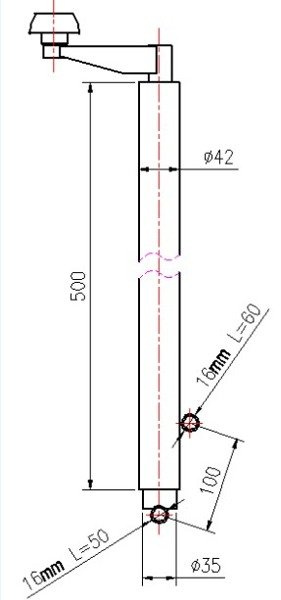Leveur à manivelle UNITRAILER pour le basculement et le déchargement d'une remorque porte-voitures de 1000 kg (500-865 mm)