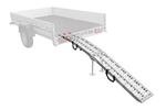 Rampe pliable UNITRAILER ALR003 en aluminium pour remorque, 221 cm, 340 kg, avec sangle et support.