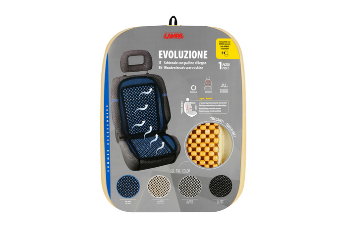 Dossier de siège auto LAMPA Evoluzione en billes de bois ivoire, tapis de siège auto