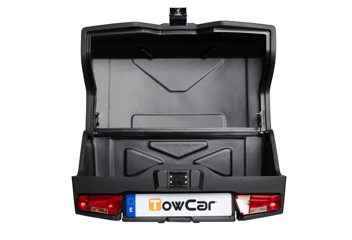 Coffre de rangement Towbox EVO gris classique - coffre à bagages monté sur attelage
