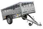 Remorque à un essieu 230x125 UNITRAILER GARDEN 230 KIPP avec côtés en filet, châssis H-0 et bâche grise