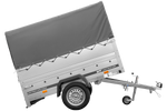 Remorque porte-voitures 200x125 UNITRAILER GARDEN 201 KIPP avec ridelles BIS, châssis H-800 et bâche grise