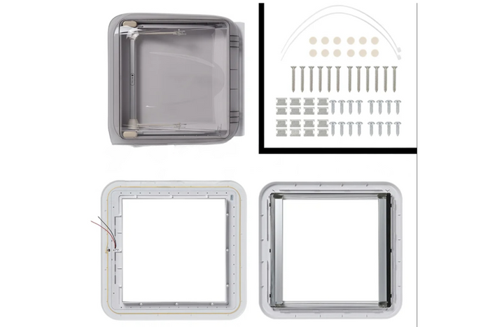 Fenêtre de toit ProPlus 610905V01 pour camping-car, aérateur de toit avec éclairage LED 400 x 400 mm