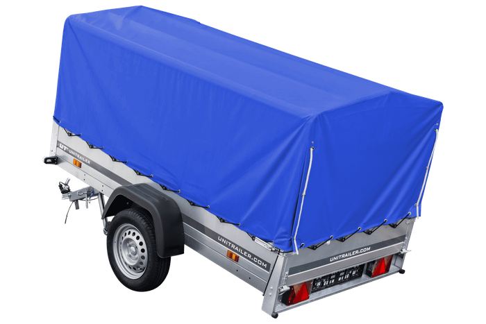 Remorque légère 230x125 UNITRAILER GARDEN 230 KIPP avec châssis H-800 et bâche bleue