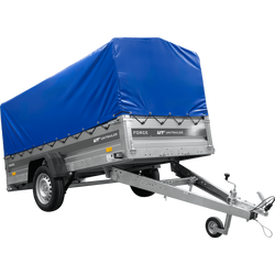 Remorque à un essieu sur ressorts 264x125 UNITRAILER FORCE 264/R KIPP avec châssis H-800 et bâche bleue