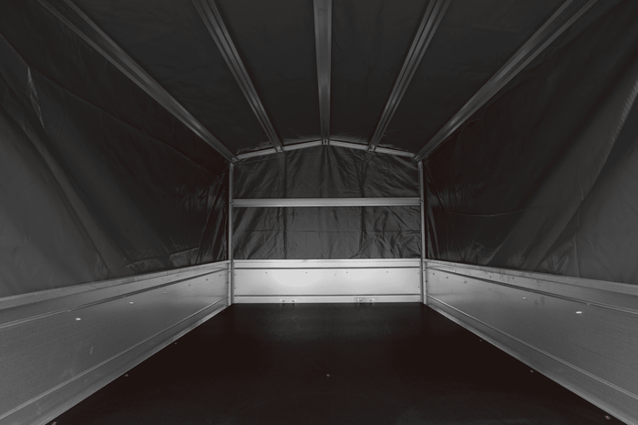 Remorque à un essieu 200x125 UNITRAILER GARDEN 201 KIPP avec châssis H-800 et bâche grise