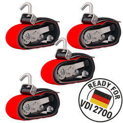 Lot de quatre sangles de transport, d'arrimage pour remorque HEFFA CARLINE 130, fixation des roues 2,8 m/50 mm/5 t VDI 2700