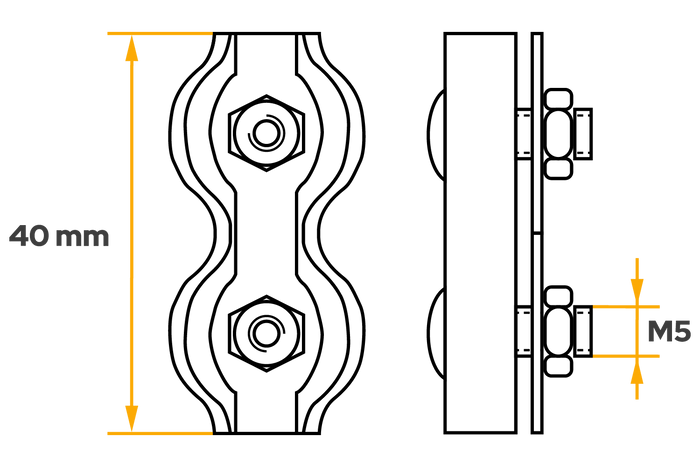 Serre câble double selle DROMET ZLS.4 pour câbles de 4 mm