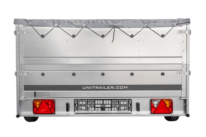 Remorque sur ressorts 264x150 UNITRAILER GARDEN 265/R KIPP avec côtés BIS, châssis H-0 et bâche grise