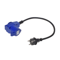 Adaptateur avec fiche Schuko pour connecteur coudé CEE + prise Schuko Proplus 373528, câble de 40 cm