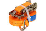 Ensemble de quatre courroies de transport UNITRAILER orange 10 m/25 mm/1 t avec tendeur