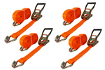 Ensemble de quatre courroies de transport UNITRAILER 12 m/50 mm/5 t orange avec tendeur
