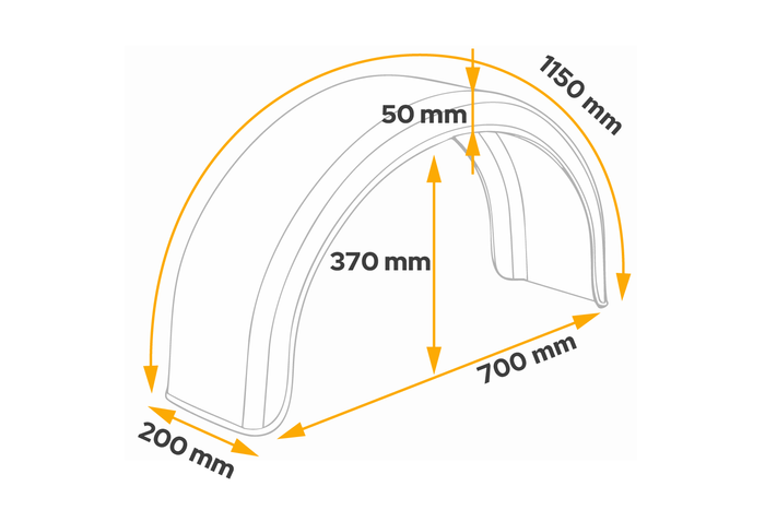 Garde-boue de remorque 13-14" DOMAR D20200, passage de roue 700/200mm